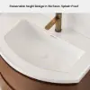 90 cm Floating Curved Bathroom Vanity Half-Circle Bathroom Cabinet Walnut – Right Offset Single