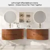 90 cm Floating Curved Bathroom Vanity Half-Circle Bathroom Cabinet Walnut – Right Offset Single