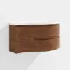 90 cm Floating Curved Bathroom Vanity Half-Circle Bathroom Cabinet Walnut – Right Offset Single