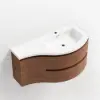 90 cm Floating Curved Bathroom Vanity Half-Circle Bathroom Cabinet Walnut – Right Offset Single