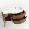 90 cm Floating Curved Bathroom Vanity Half-Circle Bathroom Cabinet Walnut – Right Offset Single