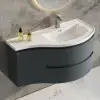 Floating Curved Bathroom Vanity Wall Mounted Half-Circle Bathroom Cabinet – Grey