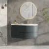 Floating Curved Bathroom Vanity Wall Mounted Half-Circle Bathroom Cabinet – Grey