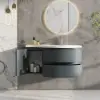 Floating Curved Bathroom Vanity Wall Mounted Half-Circle Bathroom Cabinet – Grey