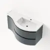 Floating Curved Bathroom Vanity Wall Mounted Half-Circle Bathroom Cabinet – Grey