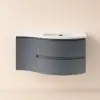 Floating Curved Bathroom Vanity Wall Mounted Half-Circle Bathroom Cabinet – Grey