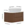 800mm Fluted Floating Bathroom Vanity with Single Basin Sintered Stone Top – Walnut