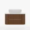 800mm Fluted Floating Bathroom Vanity with Single Basin Sintered Stone Top – Walnut