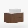 800mm Fluted Floating Bathroom Vanity with Single Basin Sintered Stone Top – Walnut