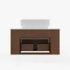 800mm Fluted Floating Bathroom Vanity with Single Basin Sintered Stone Top – Walnut