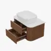800mm Fluted Floating Bathroom Vanity with Single Basin Sintered Stone Top – Walnut