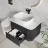 Picture of 800mm Fluted Floating Bathroom Vanity with Single Basin Sintered Stone Top – Black