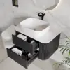 Picture of 800mm Fluted Floating Bathroom Vanity with Single Basin Sintered Stone Top – Black