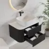 Picture of 800mm Fluted Floating Bathroom Vanity with Single Basin Sintered Stone Top – Black
