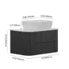 Picture of 800mm Fluted Floating Bathroom Vanity with Single Basin Sintered Stone Top – Black