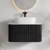 Picture of 800mm Fluted Floating Bathroom Vanity with Single Basin Sintered Stone Top – Black