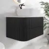Picture of 800mm Fluted Floating Bathroom Vanity with Single Basin Sintered Stone Top – Black