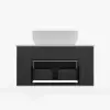 Picture of 800mm Fluted Floating Bathroom Vanity with Single Basin Sintered Stone Top – Black