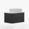 Picture of 800mm Fluted Floating Bathroom Vanity with Single Basin Sintered Stone Top – Black
