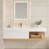 150 cm Modern Floating Bathroom Vanity Set With Single Basin Wall-Mount White & Natural