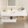 150 cm Modern Floating Bathroom Vanity Set With Single Basin Wall-Mount White & Natural