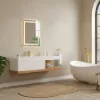 150 cm Modern Floating Bathroom Vanity Set With Single Basin Wall-Mount White & Natural
