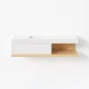 150 cm Modern Floating Bathroom Vanity Set With Single Basin Wall-Mount White & Natural