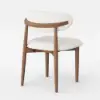 Modern Rubber Wood Walnut Dining Chair with Boucle Upholstery Set of 2 – White