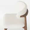 Modern Rubber Wood Walnut Dining Chair with Boucle Upholstery Set of 2 – White