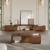 Mordel Glossy Walnut Extendable TV Stand & Coffee Table Set