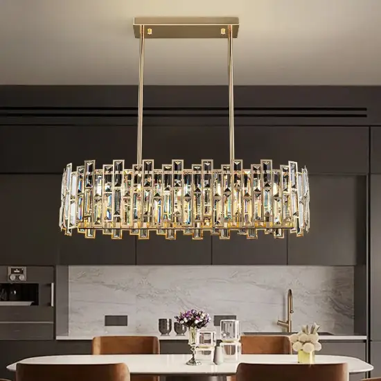 Clyvra 80 cm Modern Crystal Glod Ceiling Lights with Adjustable Height and Brightness