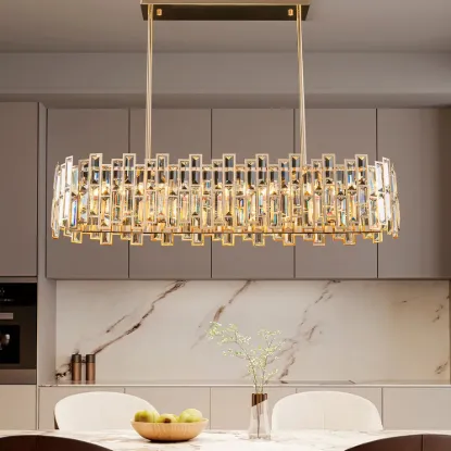 Clyvra 100 cm Modern Crystal Glod Ceiling Lights with Adjustable Height and Brightness