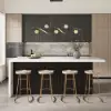 LED Linear Kitchen Island Light – 6-Light Dimmable Black Fixture with Glass Globe Shades
