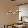 LED Linear Kitchen Island Light – 6-Light Dimmable Black Fixture with Glass Globe Shades
