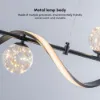 LED Linear Kitchen Island Light – 6-Light Dimmable Black Fixture with Glass Globe Shades