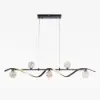 LED Linear Kitchen Island Light – 6-Light Dimmable Black Fixture with Glass Globe Shades