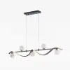 LED Linear Kitchen Island Light – 6-Light Dimmable Black Fixture with Glass Globe Shades
