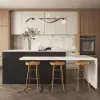 LED Linear Kitchen Island Light – 4-Light Dimmable Black Fixture with Glass Globe Shades