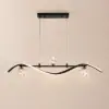 LED Linear Kitchen Island Light – 4-Light Dimmable Black Fixture with Glass Globe Shades