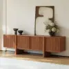 Lineva 200 cm Walnut Solid Wood Fluted TV Stand