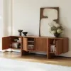 Lineva 200 cm Walnut Solid Wood Fluted TV Stand