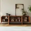 Lineva 200 cm Walnut Solid Wood Fluted TV Stand