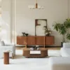 Lineva 200 cm Walnut Solid Wood Fluted TV Stand