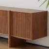 Lineva 200 cm Walnut Solid Wood Fluted TV Stand