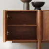 Lineva 200 cm Walnut Solid Wood Fluted TV Stand
