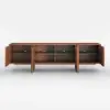 Lineva 200 cm Walnut Solid Wood Fluted TV Stand