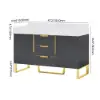 Aro 47" Freestanding Double Bathroom Vanity with Sink, Sintered Stone Top – Black – AUD-H1800