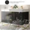 Aro 47" Freestanding Double Bathroom Vanity with Sink, Sintered Stone Top – Black – AUD-H1800