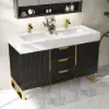 Aro 47" Freestanding Double Bathroom Vanity with Sink, Sintered Stone Top – Black – AUD-H1800