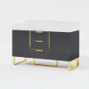 Aro 47" Freestanding Double Bathroom Vanity with Sink, Sintered Stone Top – Black – AUD-H1800